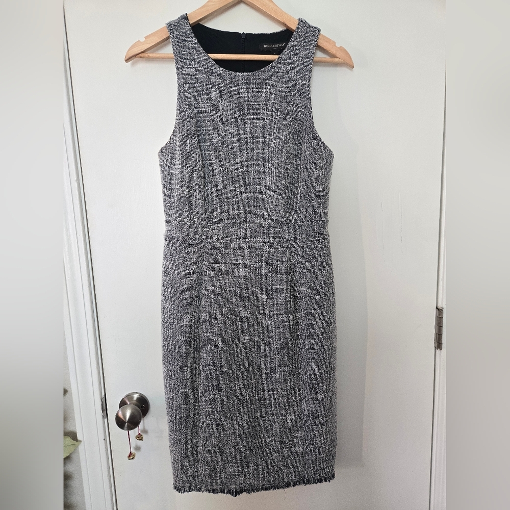 Banana Republic Black and White Tweed Midi Dress